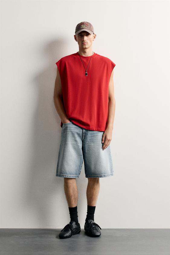 BAGGY FIT DENIM BERMUDA SHORTS - Mid-blue by Zara - Image 0