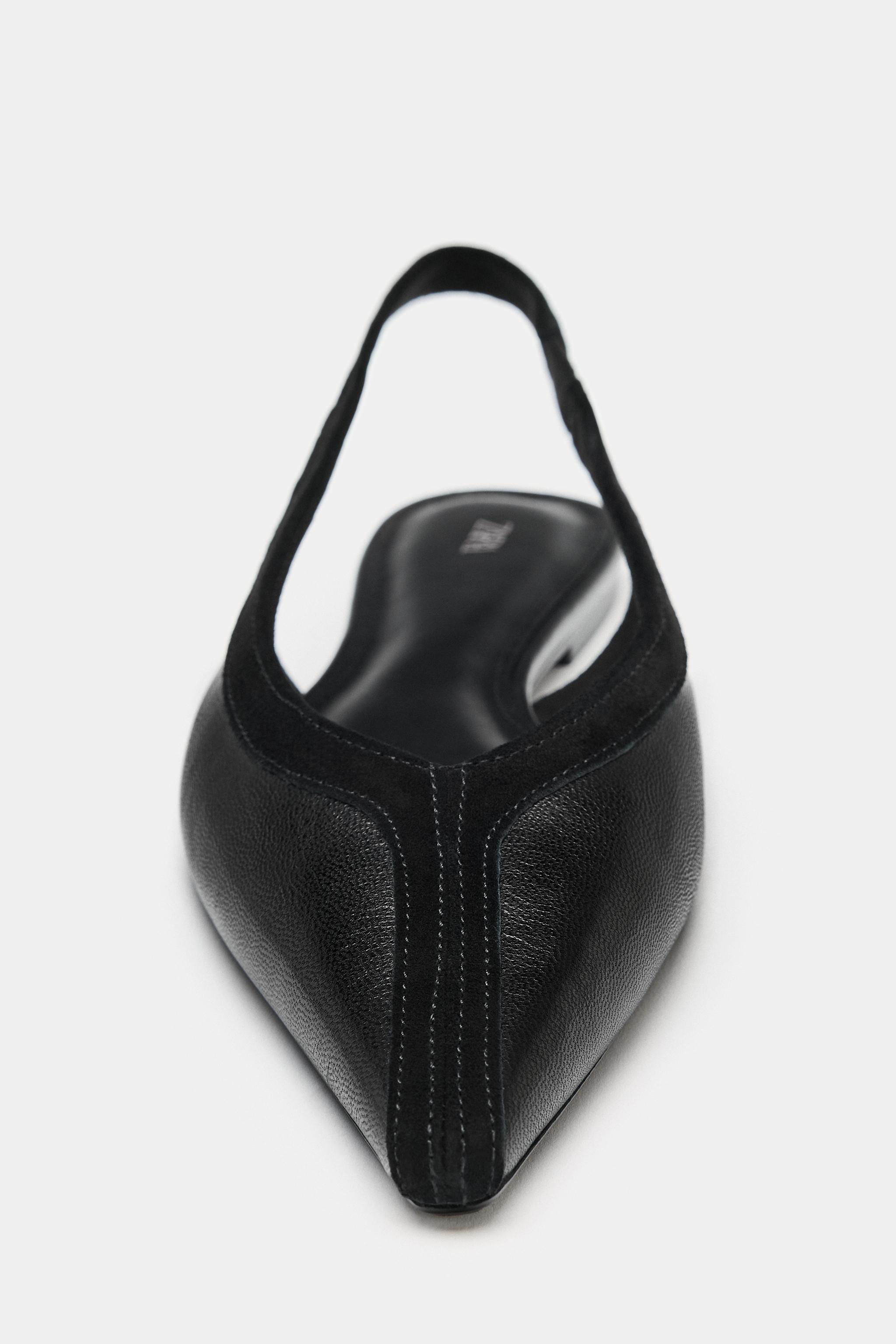 Обувь Zara LEATHER SLINGBACK SHOES — фото 4