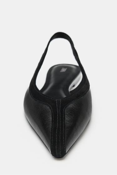 CHAUSSURES EN CUIR OUVERTES À L'ARRIÈRE - Noir de Zara - Image 3