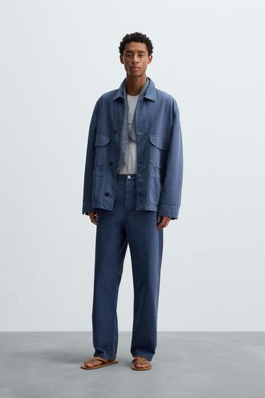 WASHED STRAIGHT-LEG TROUSERS - Bluish by Zara