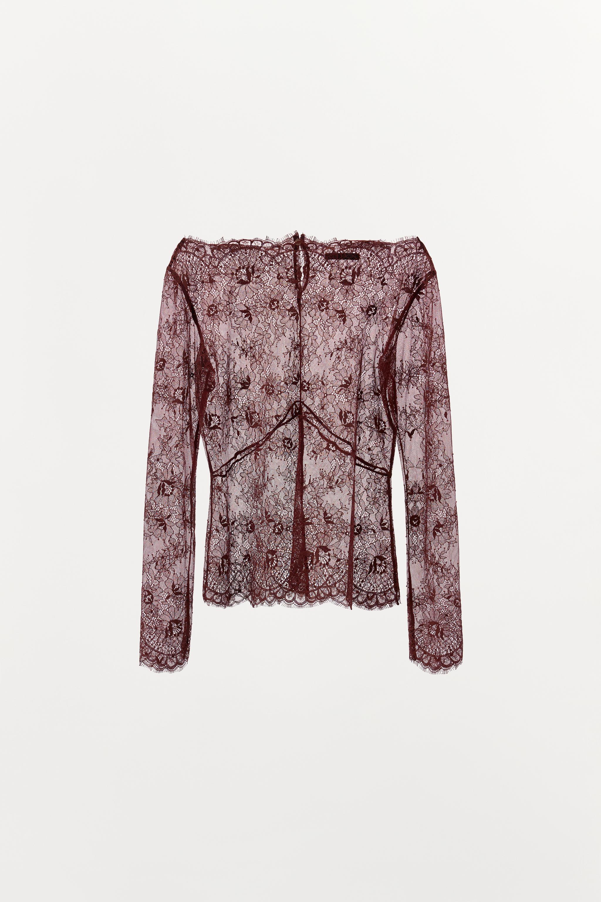 SEMI-SHEER LACE BLOUSE