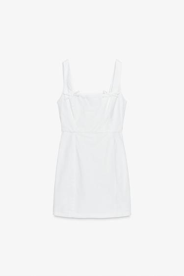 MINI DRESS WITH TIES - White by Zara - Image 0