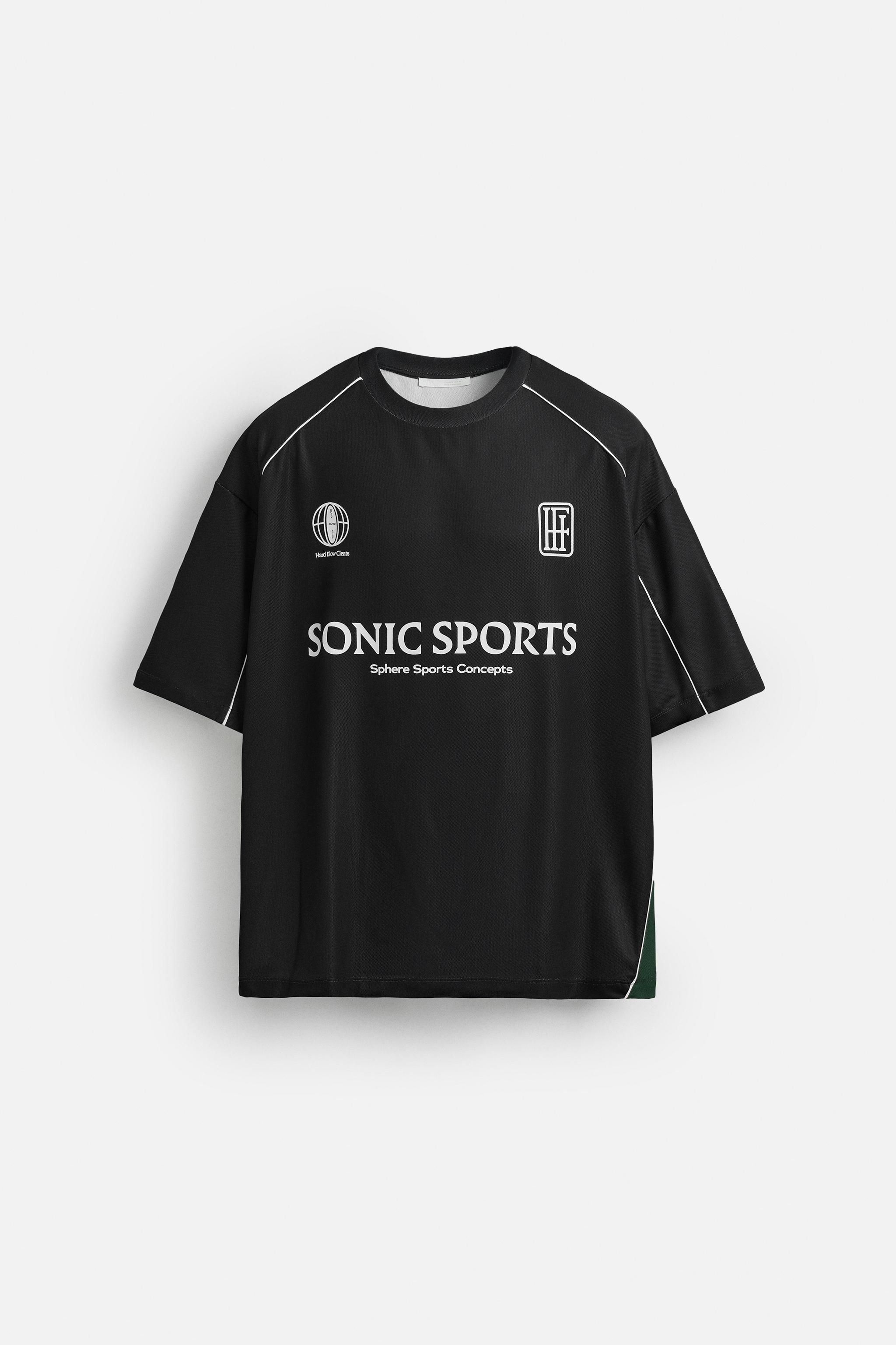レトロフットボール テクニカルTシャツ - ブラック | ZARA Japan