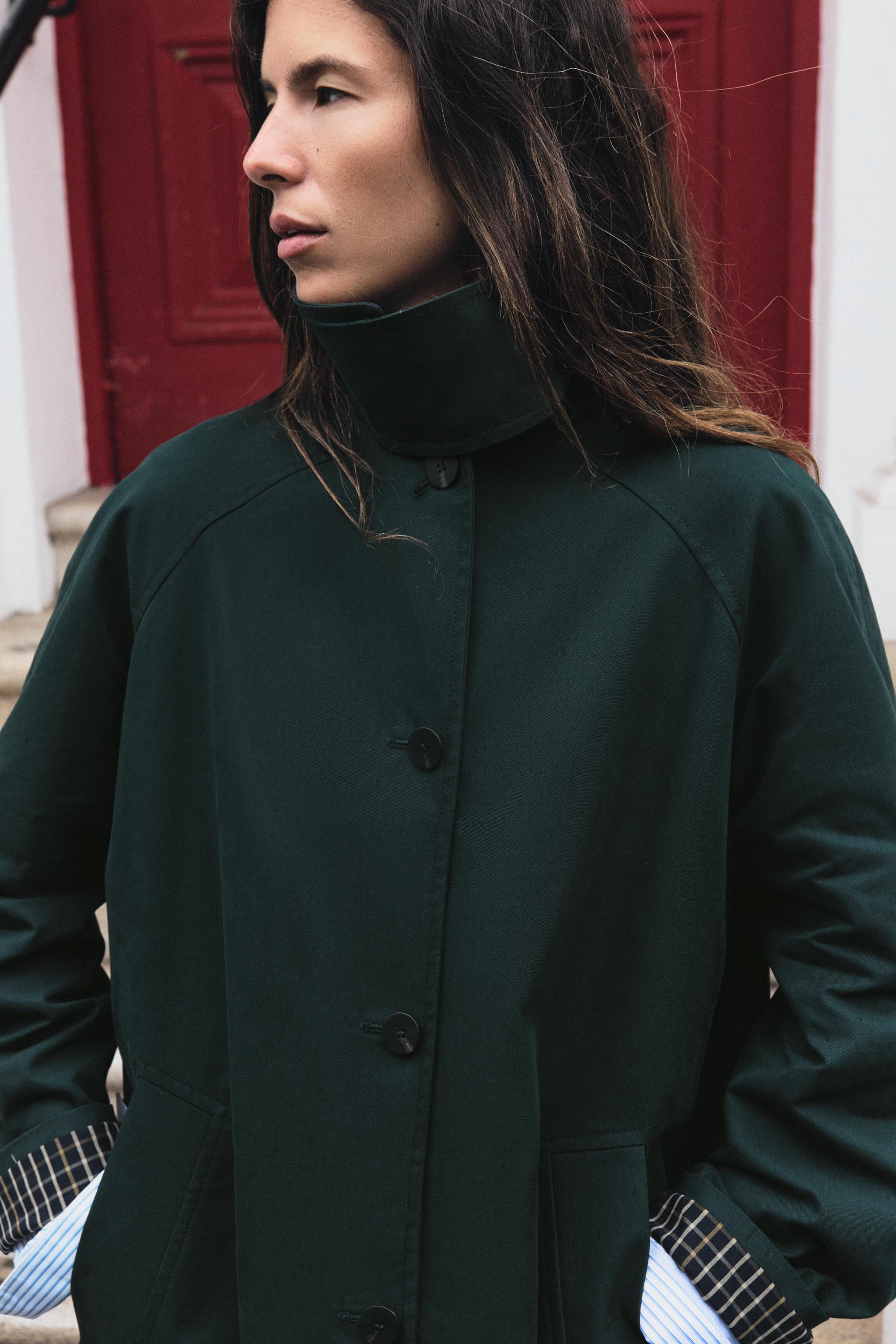 ZW COLLECTION ミディトレンチコート - グレーグリーン | ZARA Japan