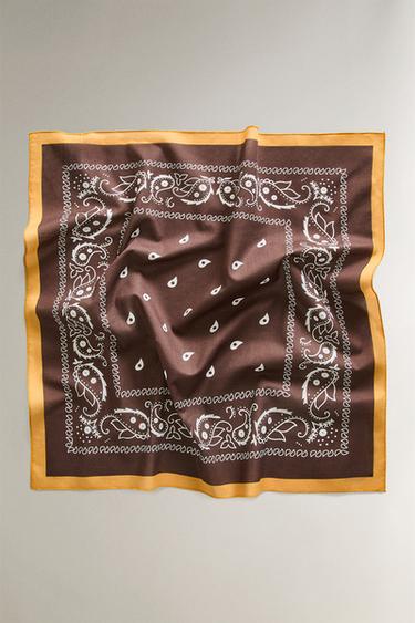 Zara PAISLEY COTTON PET BANDANA - Brown - Image 0