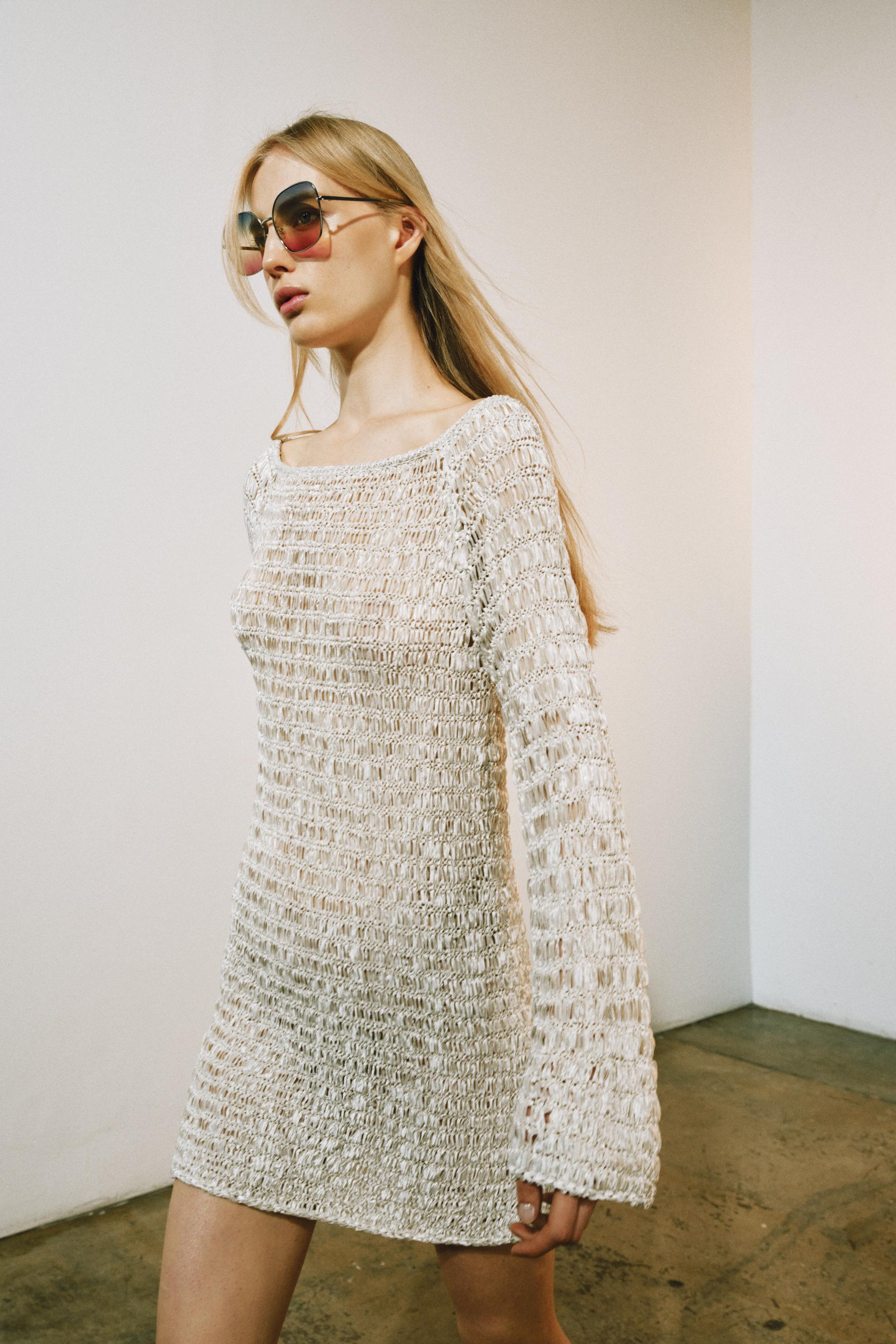 BOAT NECK KNIT MINI DRESS