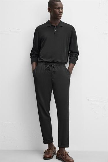 EASY CARE JOGGER WAIST TROUSERS - Black by Zara