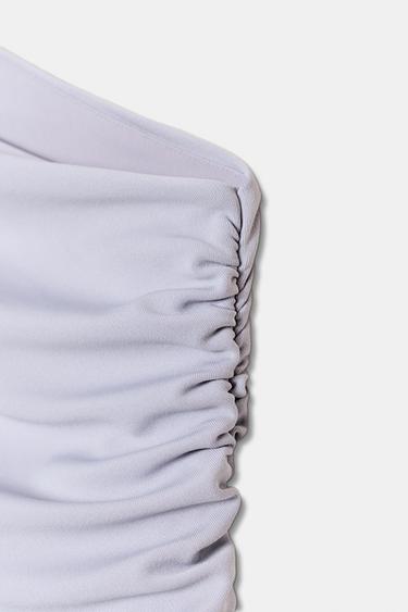 ASYMMETRIC DRAPED BODYSUIT - Pearl grey by Zara - Image 7