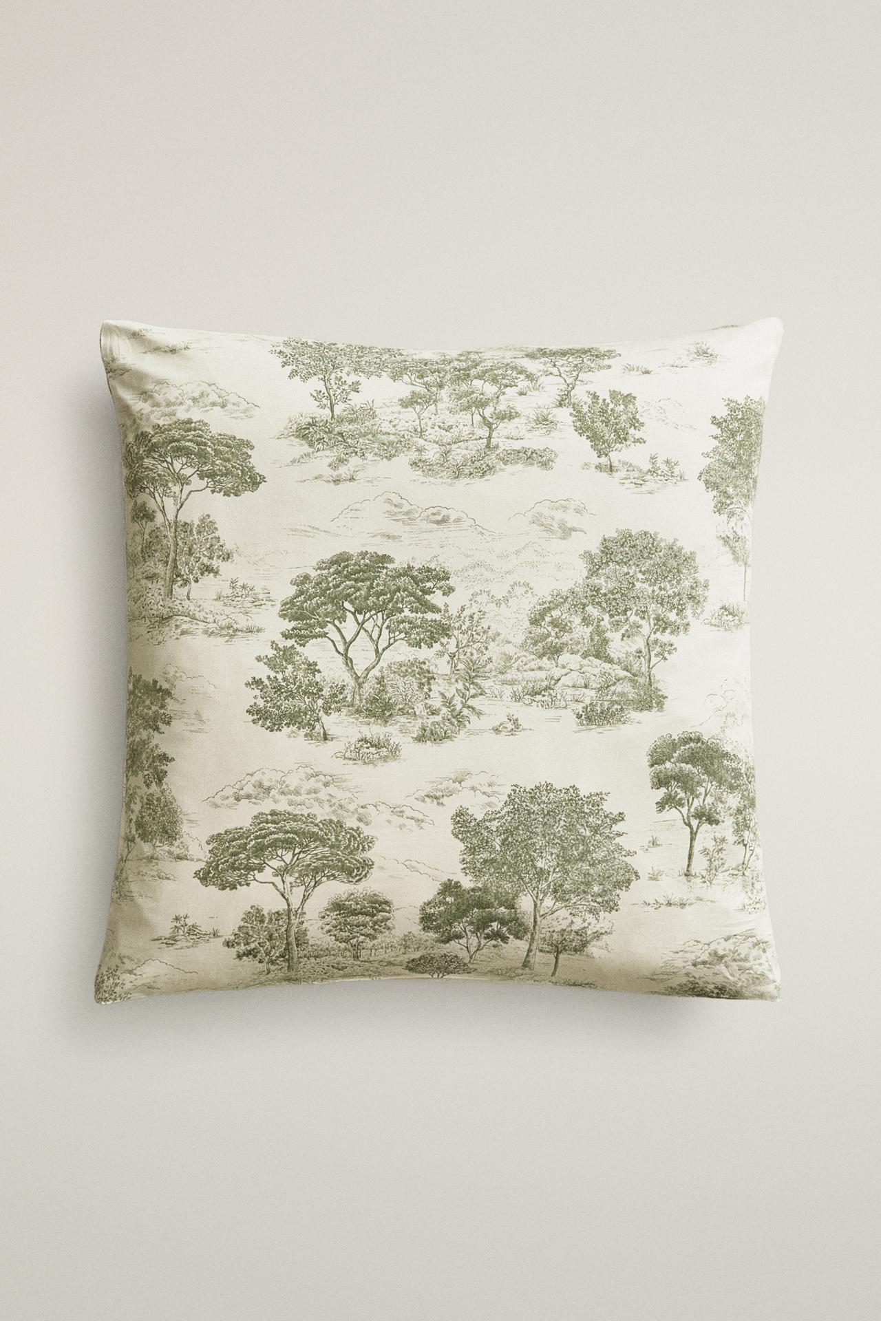 TOILE DE JOUY SATEEN PILLOWCASE (300 THREAD COUNT) — Green