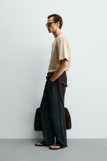 T-SHIRT STRUCTURÉ RELAXED FIT - Vison chiné de Zara - Image 3