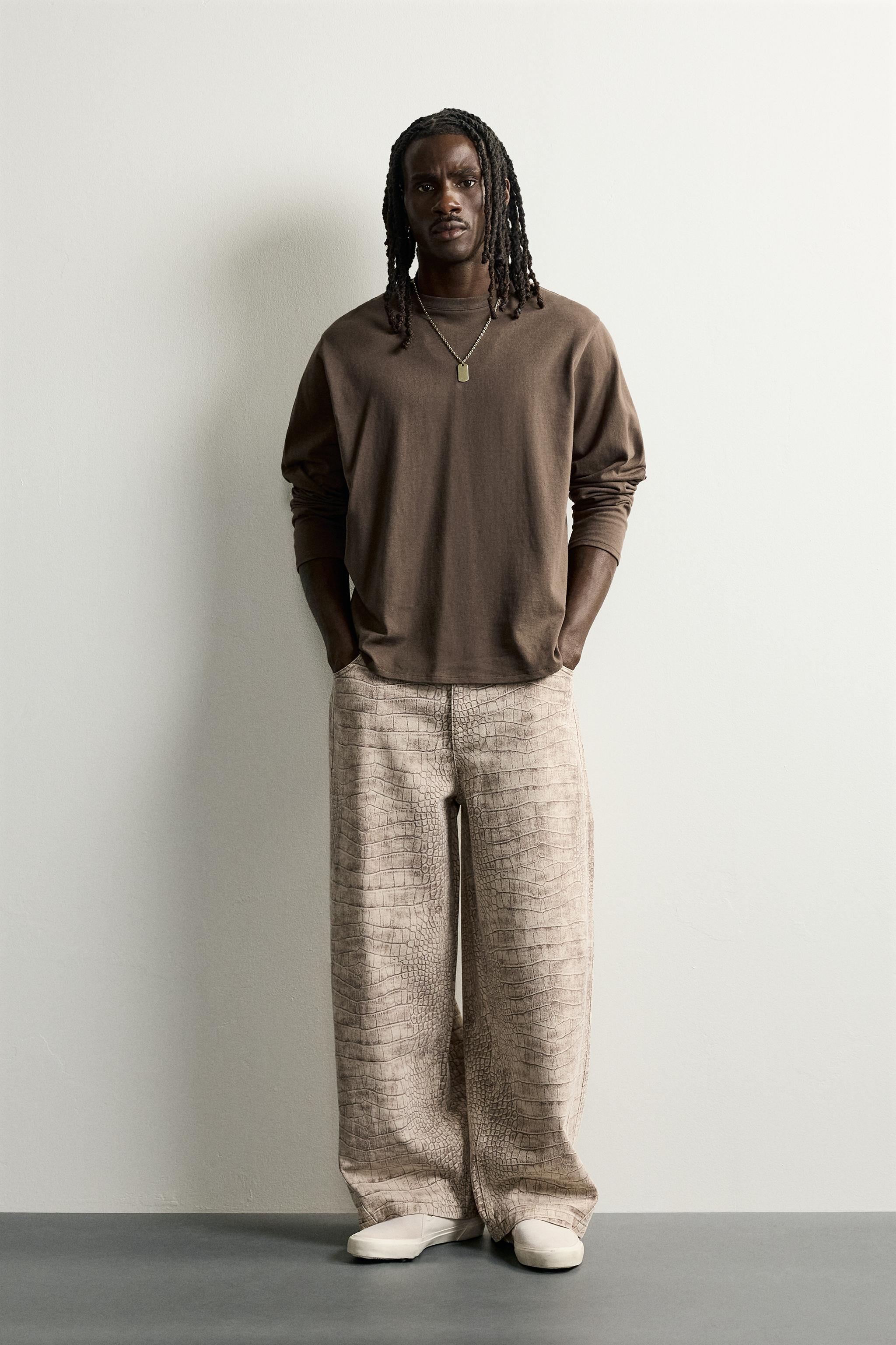 Мужские брюки Zara ANIMAL PRINT RELAXED FIT PANTS