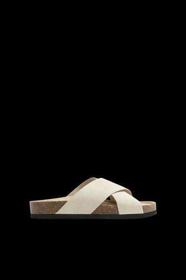 CROSSOVER LEATHER SANDALS - Ecru White by Zara - Image 0