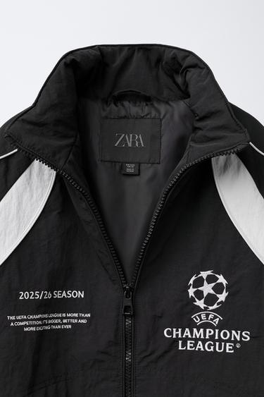 Zara UEFA CHAMPIONS LEAGUE ® WATER REPELLENT JACKET WITH HOODIE - Black