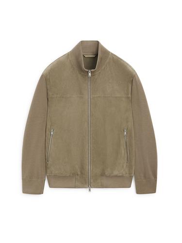 Zara Contrast knit and suede leather jacket - Light khaki