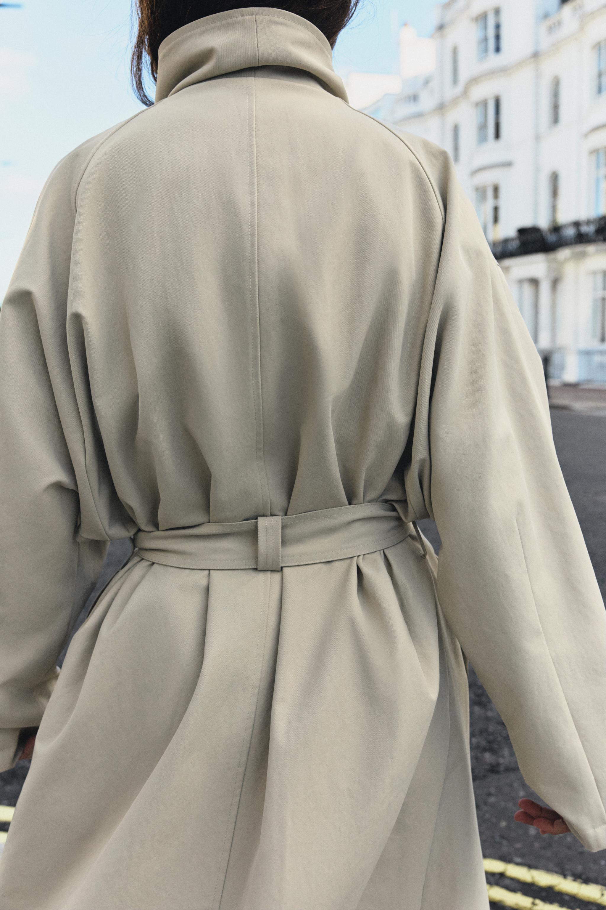 ベルト付きロングトレンチコート - ストーン | ZARA Japan / 日本