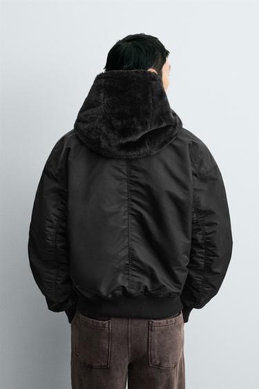 BLOUSON BOMBER RÉVERSIBLE EFFET PEAU - Noir de Zara - Image 2