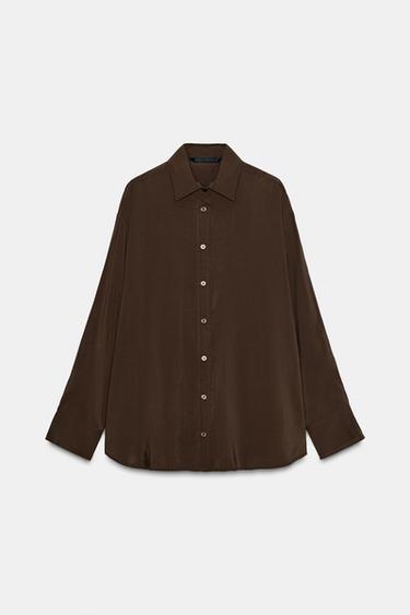 OVERSIZE FLOWING SHIRT - Chocolate brown by Zara