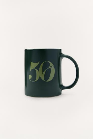 50TH ANNIVERSARY EARTHENWARE MUG - Grey by Zara