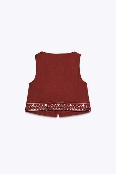 EMBROIDERED WAISTCOAT WITH MIRRORS - Terracotta by Zara - Image 6