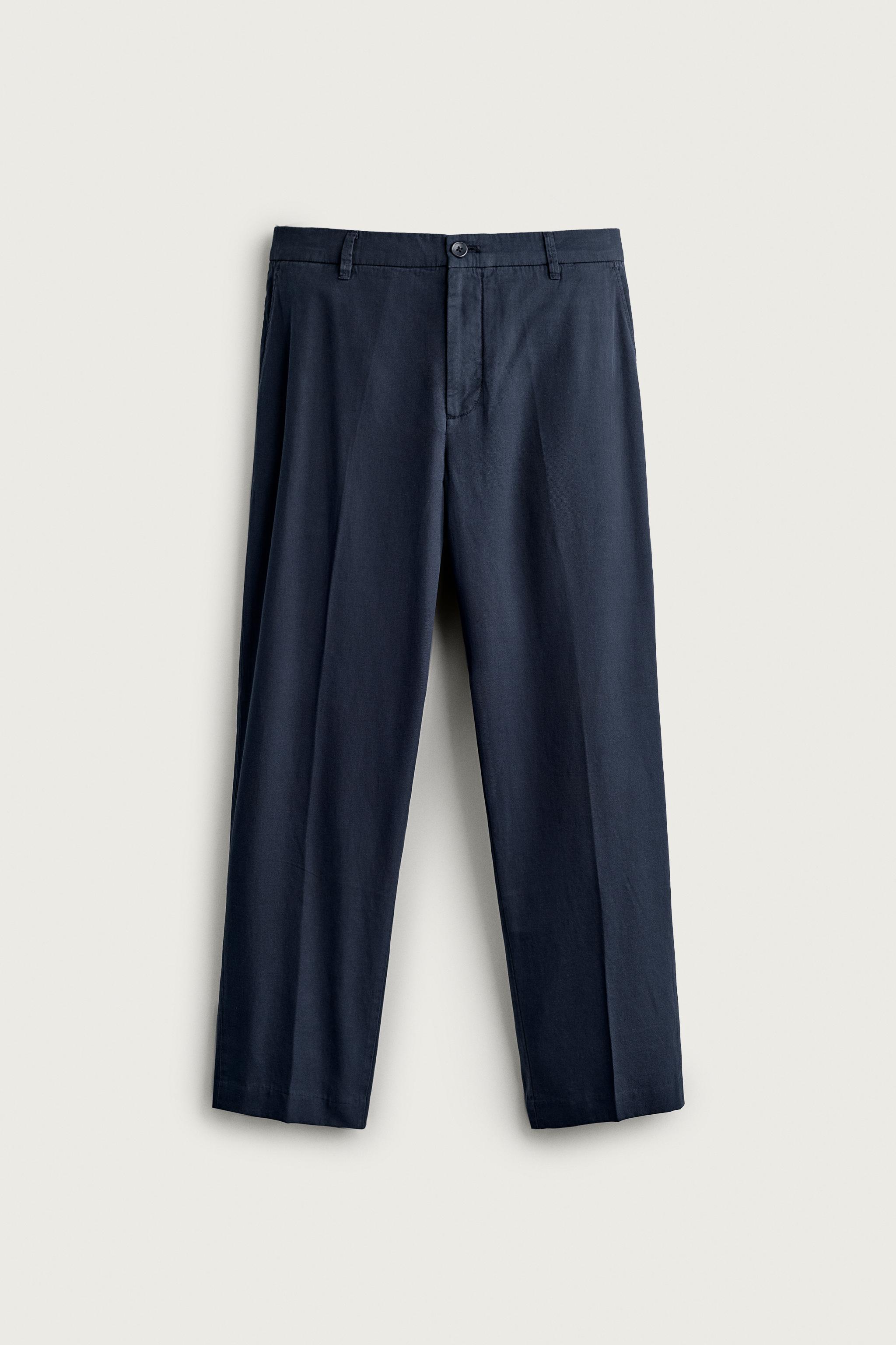 WASHED RELAXED FIT PANTS — Blue