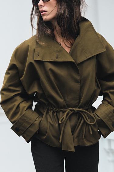 KORT OVERSIZE TRENCHCOAT – ZW COLLECTION - oliven fra Zara