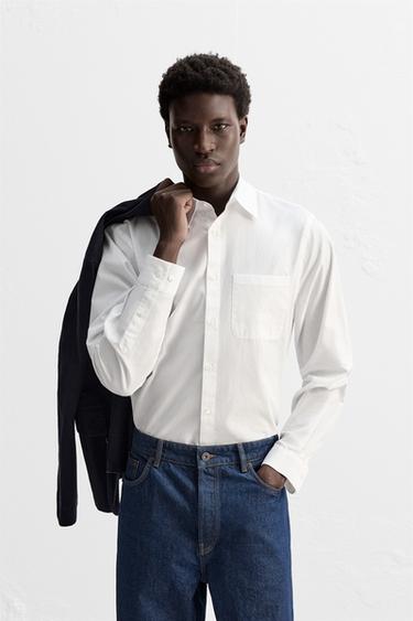 CAMISA POPELÍN ALGODÓN - Blanco de Zara