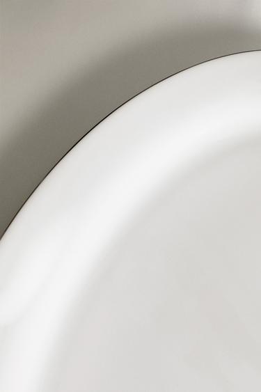 BLACK-RIMMED BONE CHINA SERVING DISH - Black / White by Zara - Image 4