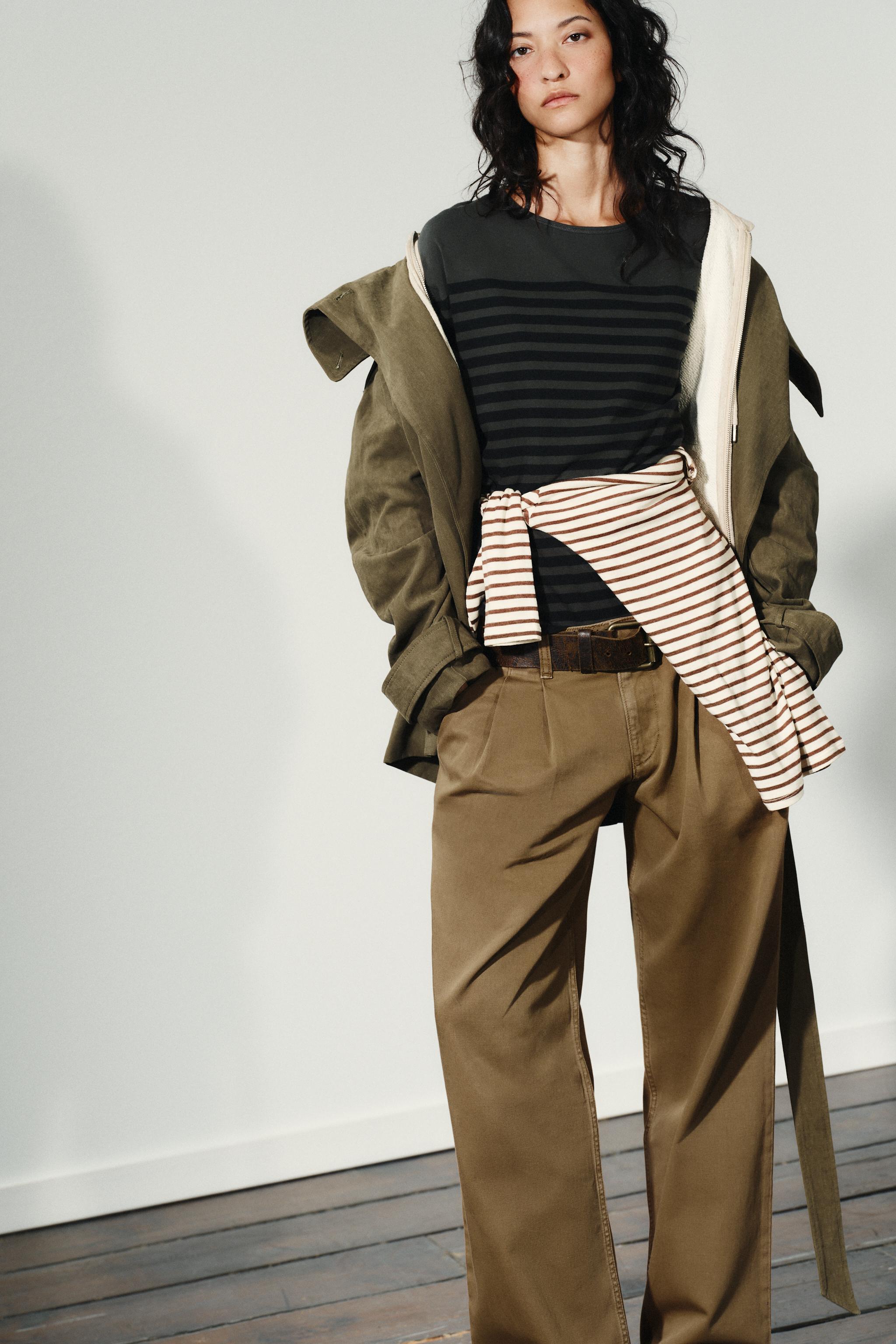 ZARA ダブルウエストチノパン ZARA - ZARA WIDE-LEGパンツ ダブルウエストバンド XSサイズの