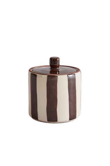 POTE DE BANHEIRO LISTRADO MARROM - Marrom da Zara