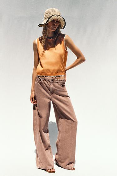 DOUBLE-LAYER KNIT LINEN BLEND TOP - Orange by Zara