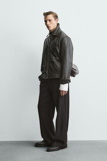 LEATHER CROSSBODY BAG - Brown by Zara - Image 1