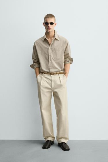 Zara EMBROIDERED PLAID SHIRT - Ecru - Image 0