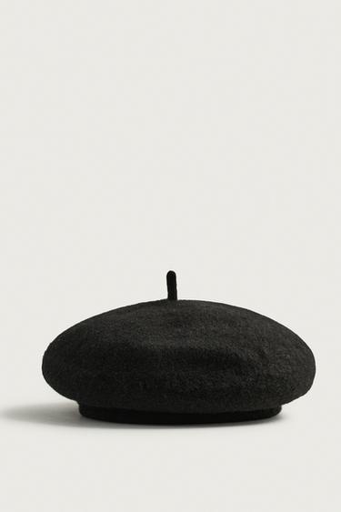 100% WOOL BERET - Black by Zara