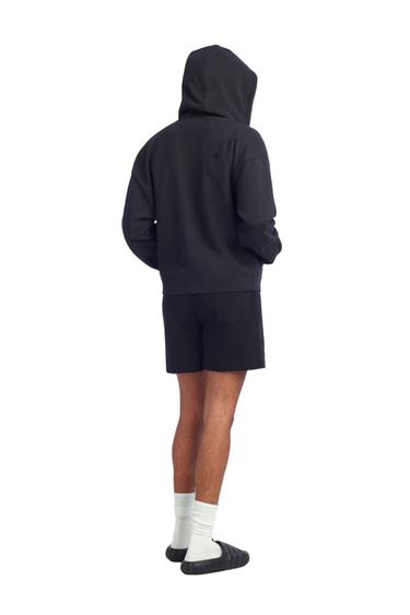 CROPPED FIT ZIPPER HOODIE SWEATSHIRT — Black 2