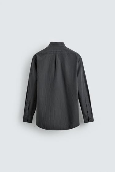 CHEMISE STRUCTURÉE À CARREAUX - Bleu de Zara - Image 7
