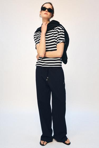 T-SHIRT À RAYURES ZA - Bleu marine de Zara