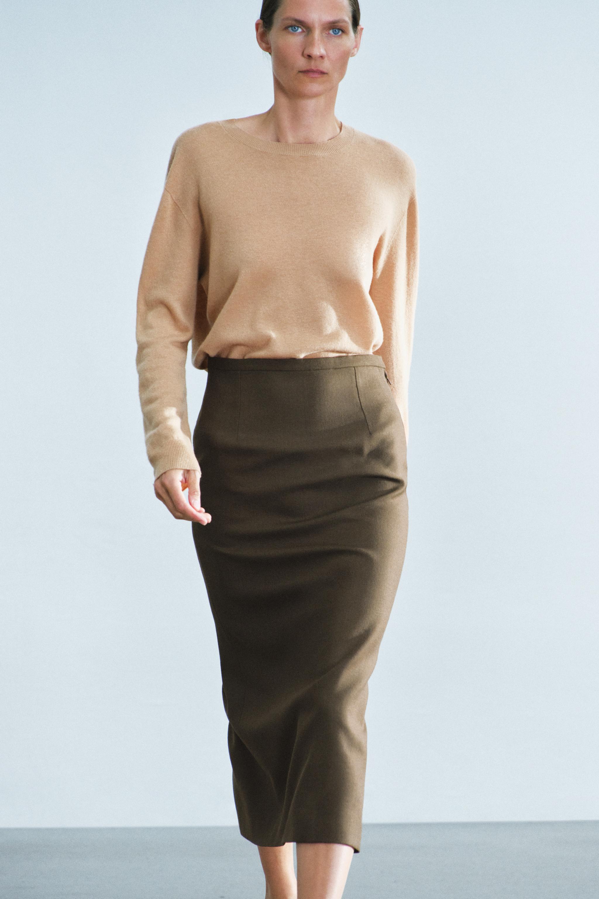 100% WOOL STRAIGHT SKIRT ZW COLLECTION