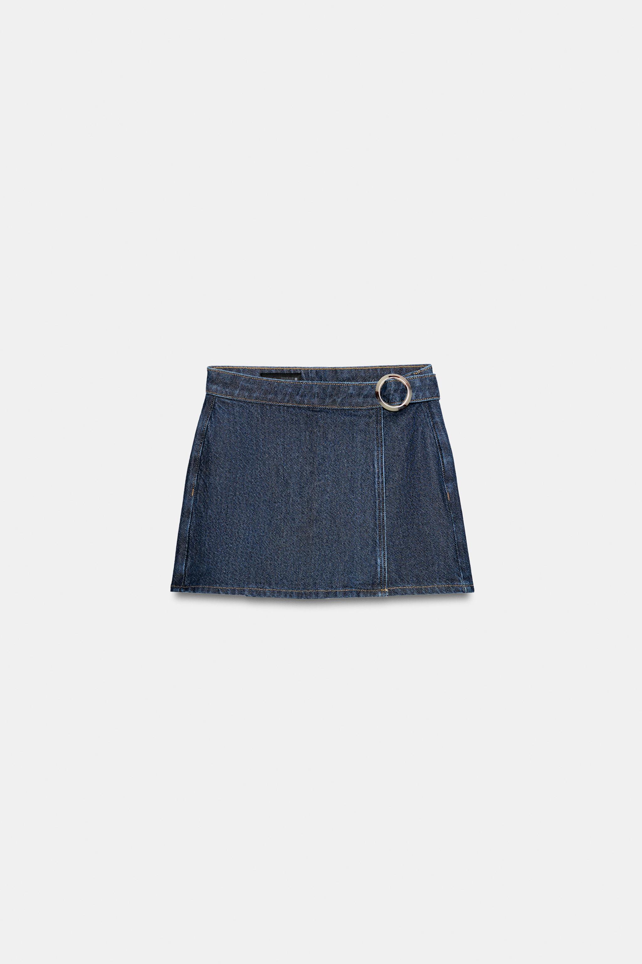 Женские юбки Zara Z1975 WRAP DENIM SKORT WITH BUCKLE — фото 11