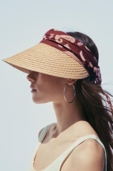 VISIÈRE TRESSÉE FOULARD IMPRIMÉ - Beige clair de Zara - Image 1