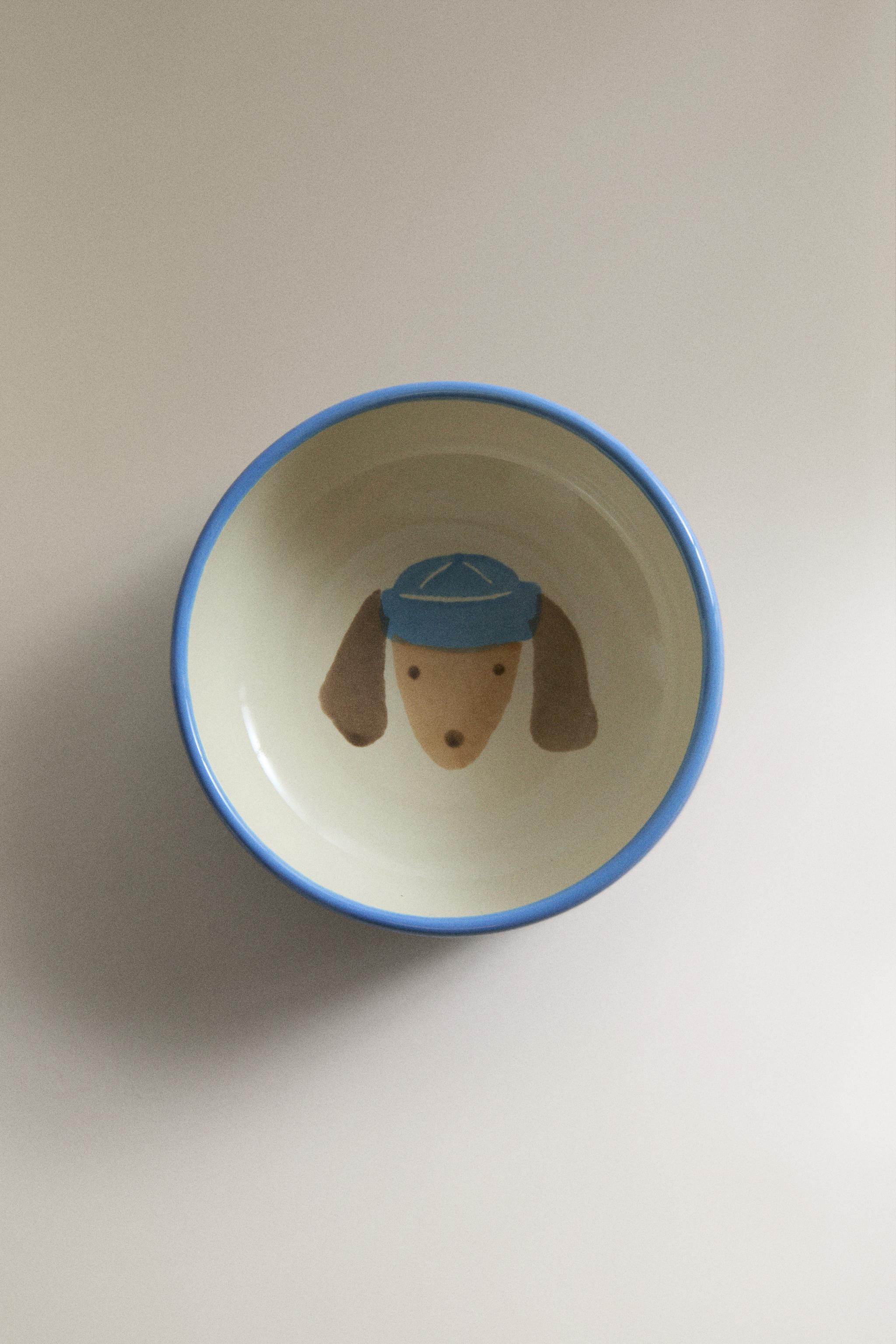 KIDS' CERAMIC DOG BOWL — Cream