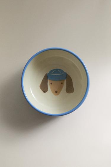 CHILDREN'S CERAMIC DOGGY BOWL - Cream by Zara
