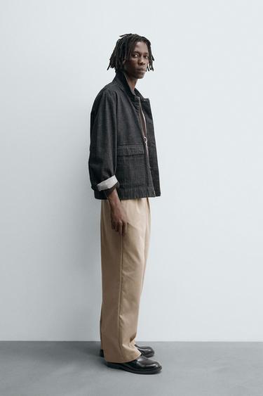 PANTALON COUPE DÉCONTRACTÉE À PLIS - Beige de Zara - Image 3