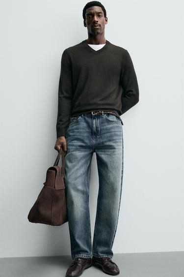 100% WOOL V-NECK JUMPER - Chocolate by Zara - Image 5