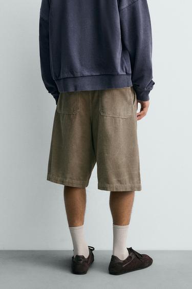 WIDE-LEG CORDUROY BERMUDA SHORTS - Mink by Zara - Image 2