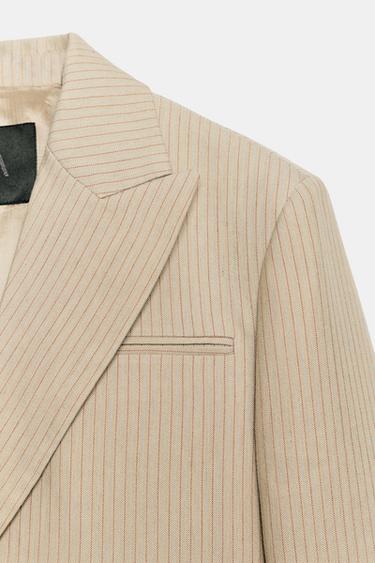 ZW COLLECTION STRIPED CROPPED BLAZER - Beige by Zara - Image 8