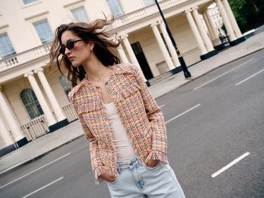 TEXTURED FRINGE BLAZER — Multicolored 1