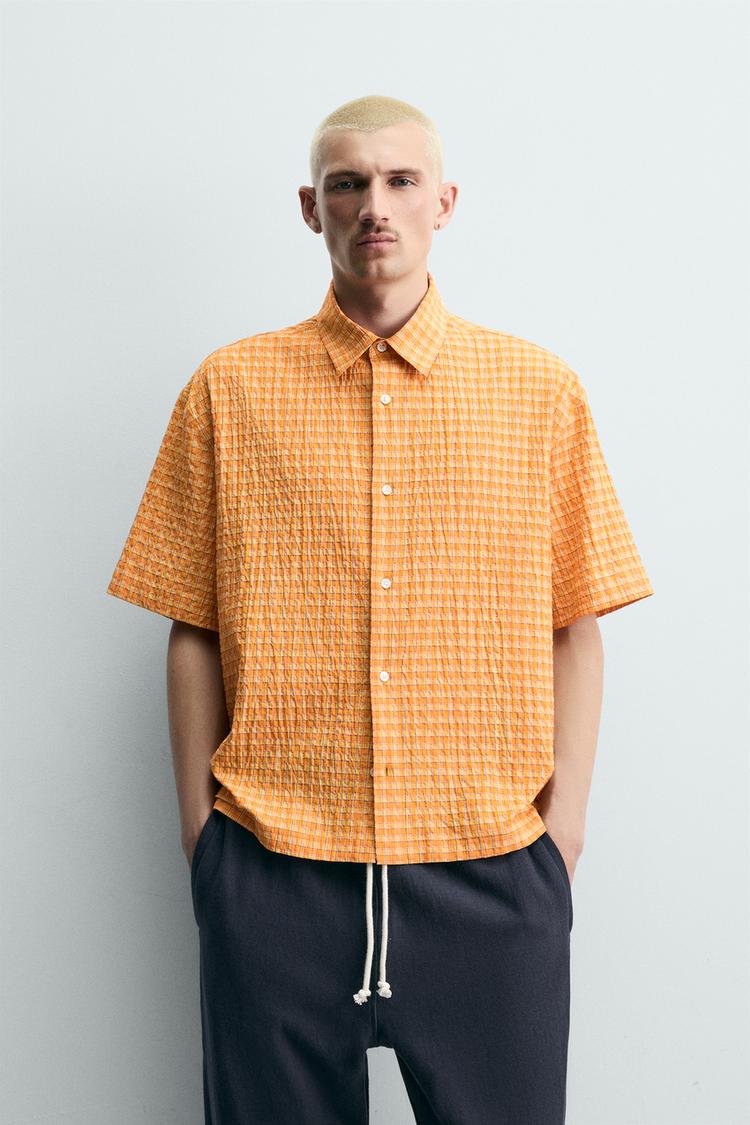 ZARA RELAXED FIT TEXTURED CHECK SHIRT
