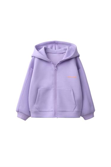 SWEAT ZIPPÉ INSCRIPTION EN RELIEF - Mauve de Zara