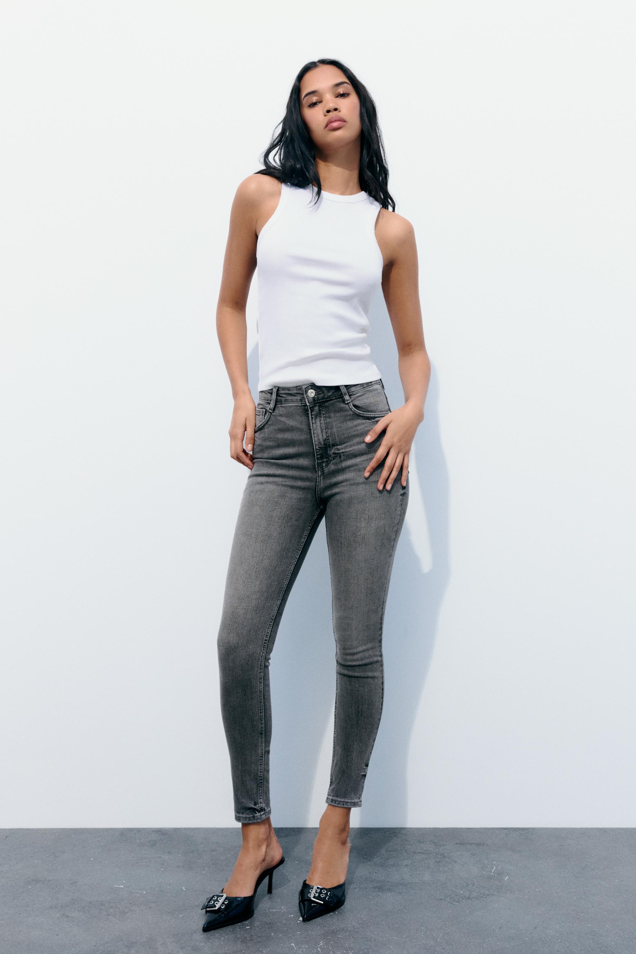 Zara super high rise sculpt jeans top