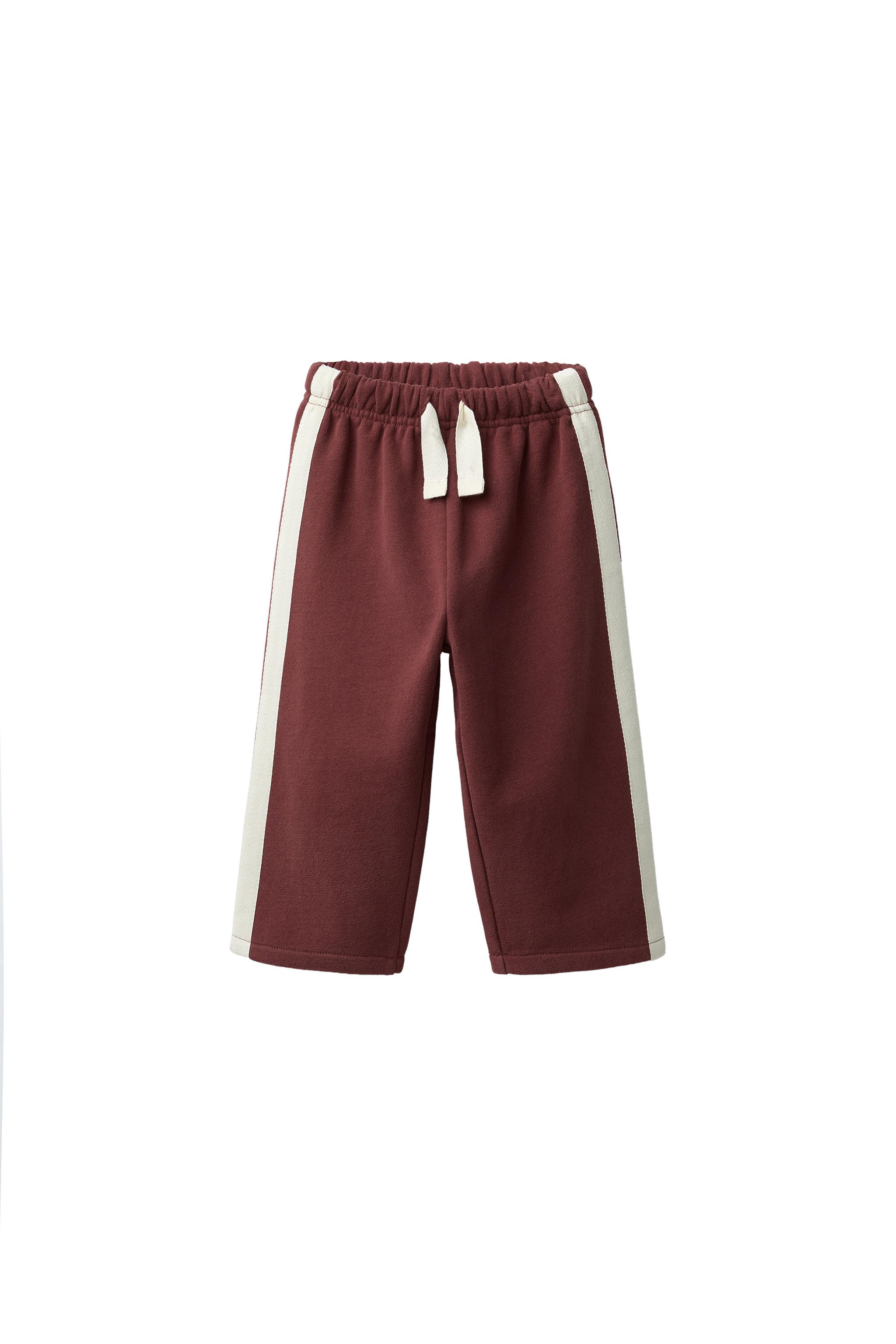 PLUSH TROUSERS WITH SIDE STRIPE - Burgundy | ZARA South Africa